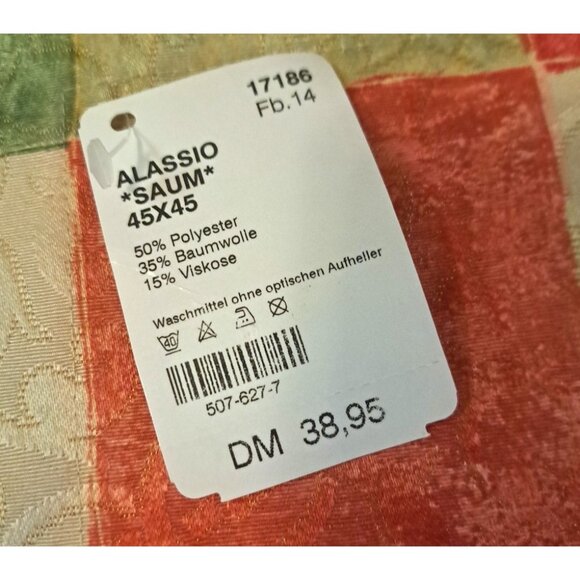 NEW Kathe Wohlfahrt Square Throw Pillow Cover Patchwork Damask Germany 17.5" - Picture 3 of 5